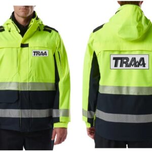 511O-48379-DN 5.11 Responder Parka 2.0, Lime/Dark Navy with TRAA Emblems