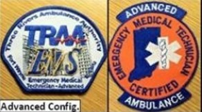 100-TRAA-ADVANCED Sew 2 Emblems:  Left Shoulder: TRAA EMS EMT ADV EMBLEM-5, Right Shoulder: EMT CERTIFIED ADV EMBLEM-6