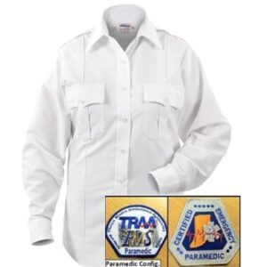 EB-P801LC-WH Women's Long Sleeve Paragon Plus Shirt, White, with Paramedic Emblems