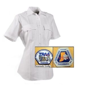 EB-P811LC-WH Women's Short Sleeve Paragon Plus Shirt, White, with Paramedic Emblems