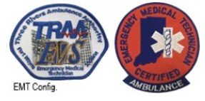 100-TRAA-EMT Sew 2 Emblems:  Left Shoulder: TRAA EMS EMT EMBLEM-1, Right Shoulder: EMT CERTIFIED EMBLEM-2