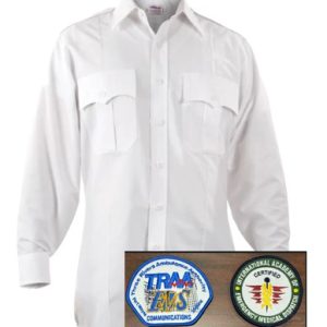 EB-P877WH Long Sleeve Paragon Plus Shirt, White with COMMUNICATIONS Emblems