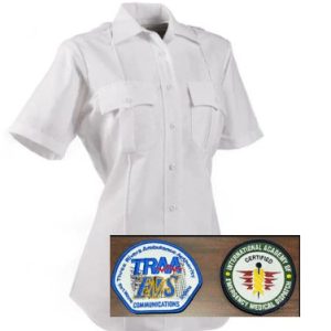 EB-P811LC-WH Women's Short Sleeve Paragon Plus Shirt, White, with COMMUNICATIONS Emblems