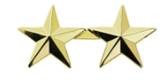 1/2" Two Stars, Gold Plating / Set